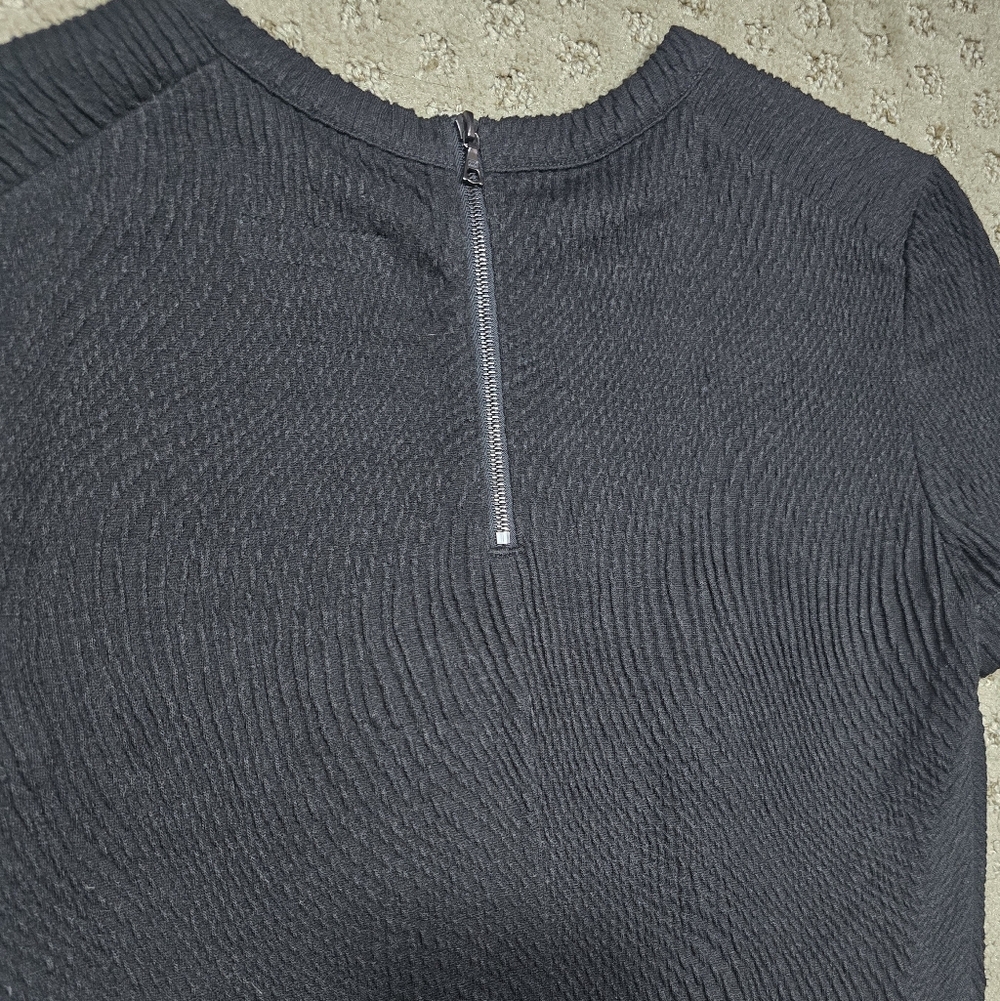 Rag &‎ Bone Textured Stretchy Short Sleeve Shirt Zipper XS Black - Picture 6 of 7